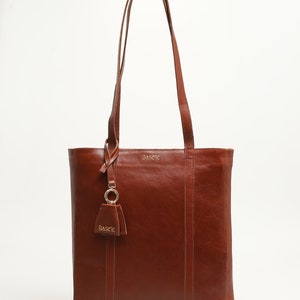 Genuine Leather Shoulder Bag with Multi-Compartment Coconut image 3