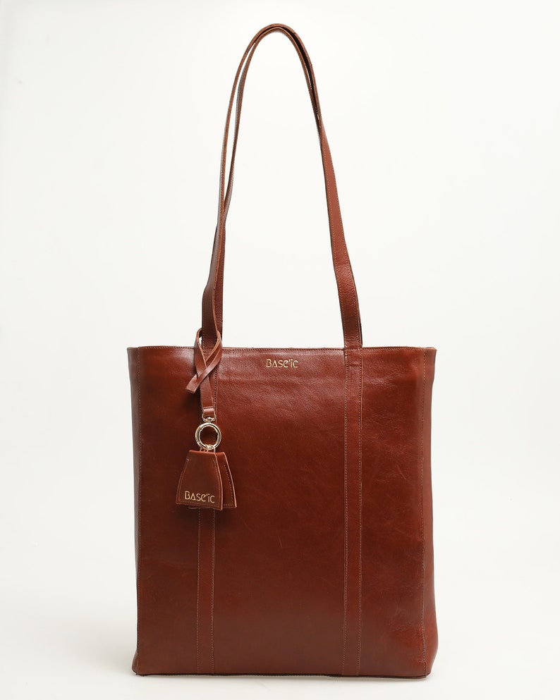 Genuine Leather Shoulder Bag with Multi-Compartment Coconut image 3