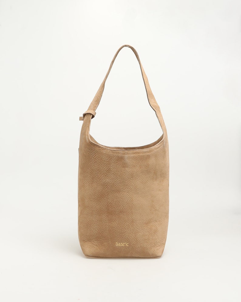 Nubuck Leather Hobo Bag Sand image 4