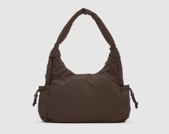 Nylon Shoulder Bag - Coffee