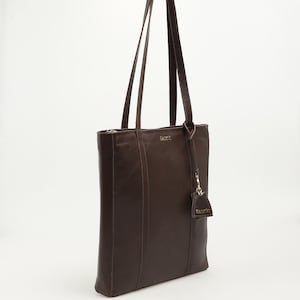 Genuine Leather Shoulder Bag with Multi-Compartment Bitter Brown image 4