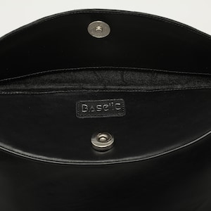 Genuine Leather Shoulder Bag With Flap Detail Black image 8