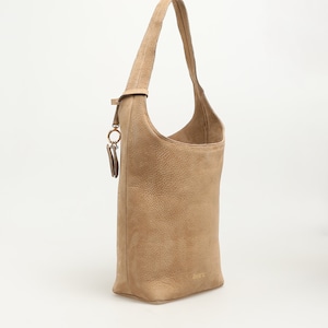 Nubuck Leather Hobo Bag Sand image 5