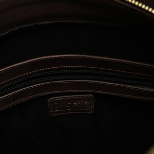 Genuine Leather Shoulder Bag with Multi-Compartment Bitter Brown image 7