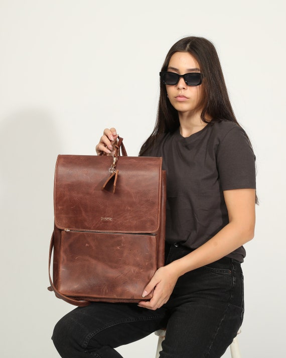 Buy Worn Leather Backpack With Laptop Compartment Dark Havana Online in India Etsy