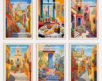 Mexico Travel Poster Set - Guanajuato, Mexico - SET OF 6