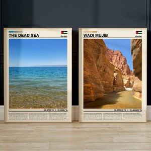 The Dead Sea and Wadi Mujib - Jordan Travel Posters - SET OF 2 - Digital Download