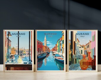 Murano and Burano Travel Poster - SET OF 3 - Digital Download