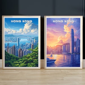 Hong Kong - Reiseposter - 2er SET - Digitaler Download