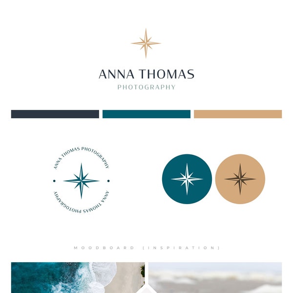 Branding Kit. Compass Logo Designs. Logo Design Package Variations. Travel, Meditation, Spiritual Journey, Path, Photography, Compass Rose