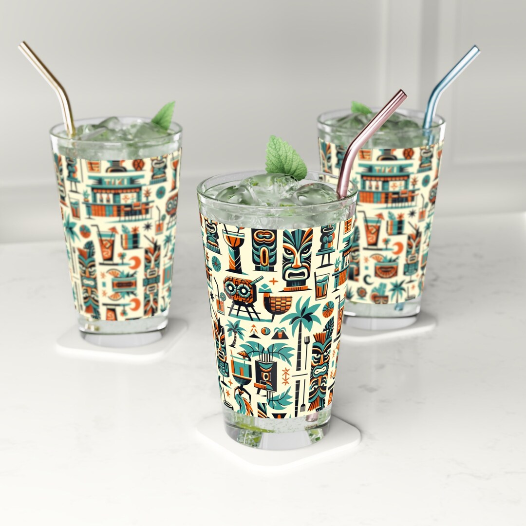 Tiki Bar Glasses Mid Century Modern Stemware Polynesian Tiki Etsy