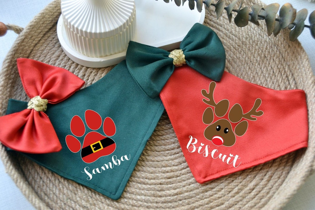 Personalized Christmas Dog Bandana, Santa Dog Bandana, Custom Christmas