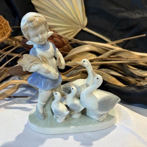 vintage porcelain figurine &quot;a young girl with geese&quot; or &quot;Goose Girl&quot;