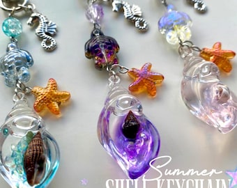 Summer Shell Keychain Handmade Beach Charm