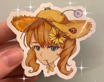 Sunflower farmer girl vinyl sticker