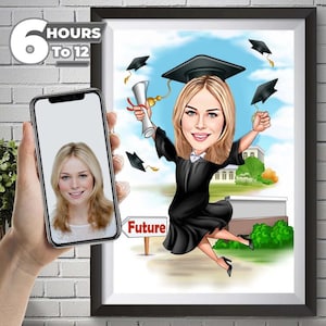 Custom Graduation Cartoon Portrait, Graduation Portrait, Graduation Gift, Graduation Cartoon, Graduation Caricature, Caricature from Photo.