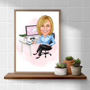 Female Boss Gift for Women, Female Boss Caricature from Photo, Funny Boss Lady Gift , Funny Boss Lady Portrait for Office, Boss Lady Cartoon