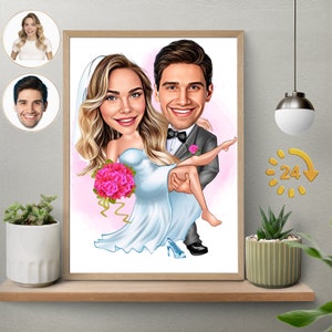 Custom Wedding Cartoon Portrait, Couple Portrait, Gift for Couple, Wedding Caricature, Wedding Portrait, Custom Caricature, Couple Cartoon