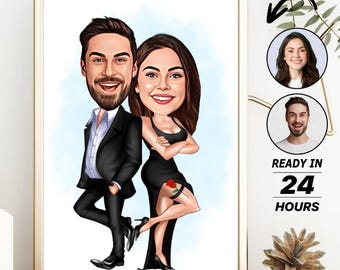 Personalized Couple Cartoon Portrait, Custom Mr Mrs Smith