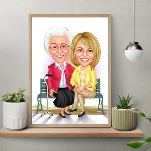 Personalized Mother Cartoon Portrait, Gift for Mother, Mother Caricature, Caricature from Photo, Mother's Day Gift, Mother's Day Caricature