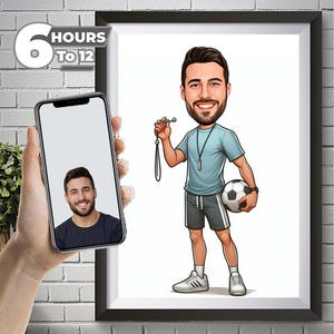 Custom Football Coach Caricature Figurine Gift, Coach Gifts from Photo, Unique Coach Gift, Gift for Football Coach, Gifts for Soccer Coach