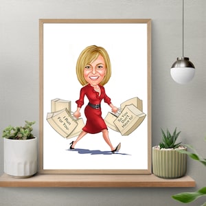 Personalized Woman Personalized Cartoon Caricature Custom Portrait Trinket Gift for Her, Mom,Girl,Friend,Birthday, Christmas