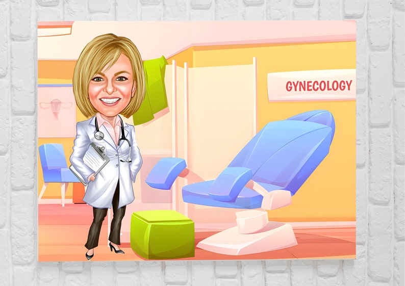 Custom Gynecologist Cartoon Portrait From Photo Gynecologist Gift for ...