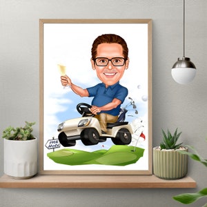 Personalized Golfer Cartoon Portrait, Custom Golfer Caricature Drawing from Photo, Funny Golfer Caricature, Gift for Golfer