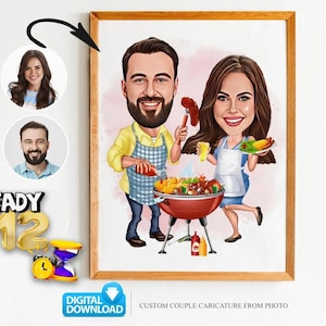 Custom Couple Cartoon Portrait, Couple Portrait, Couple Gift, Couple Caricature, Family Portrait, Custom Caricature, Anniversary Gift
