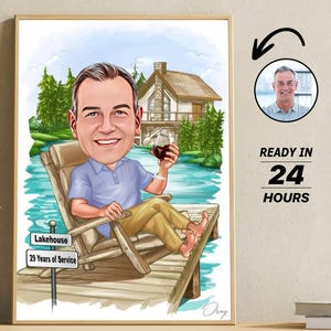 Personalized Retirement Cartoon Portrait, Custom Retirement Caricature Drawing from Photo, Funny Retirement Caricature, Gift for Retirement