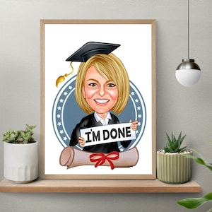 Custom Graduation Cartoon Portrait, Graduation Portrait, Graduation Gift, Graduation Cartoon, Graduation Caricature, Caricature from Photo