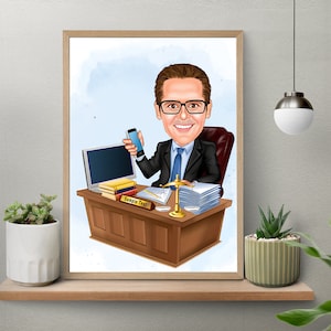 Custom Lawyer Cartoon Portrait, Lawyer Portrait, Lawyer Gift, Lawyer Cartoon, Custom Cartoon, Lawyer Caricature, Caricature from Photo