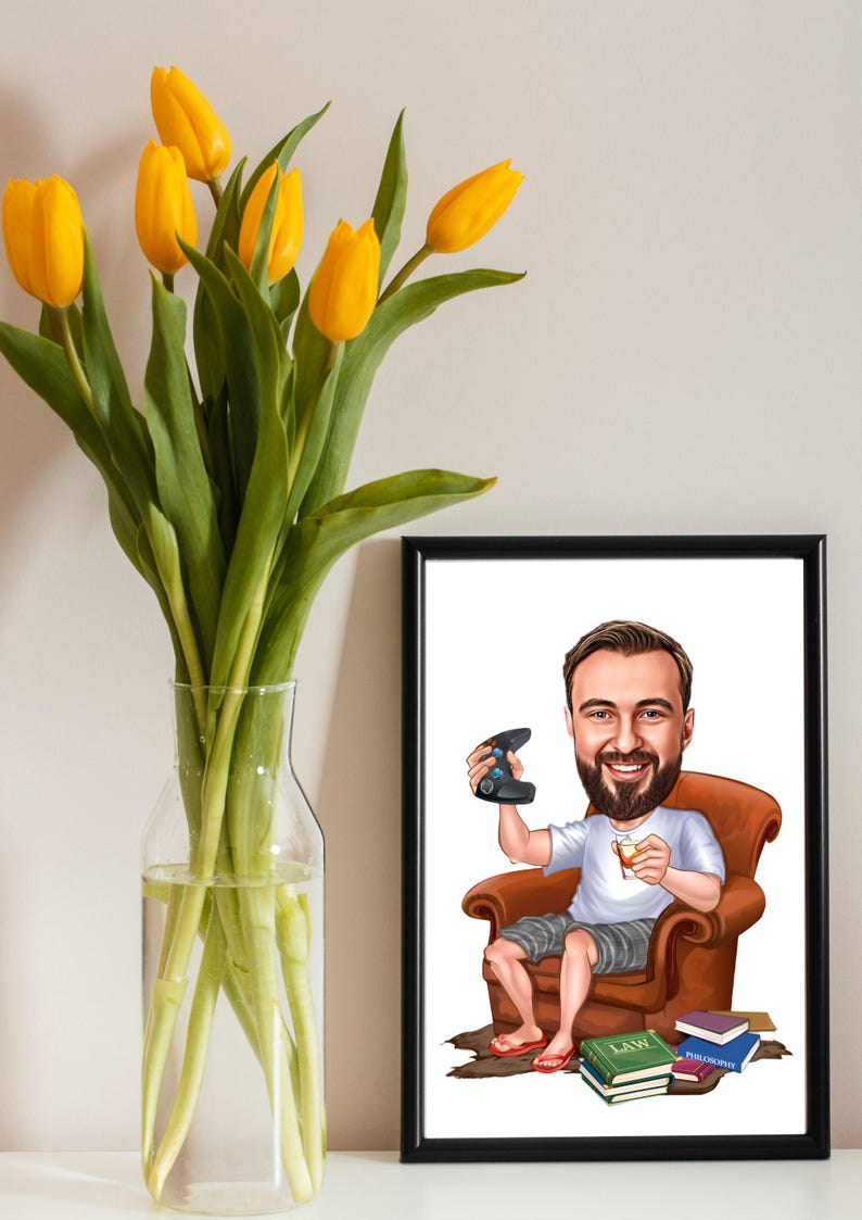 Gamer Gift for Men With Cartoon, Gamer Gift Ideas, Funny TV Gamer Gift