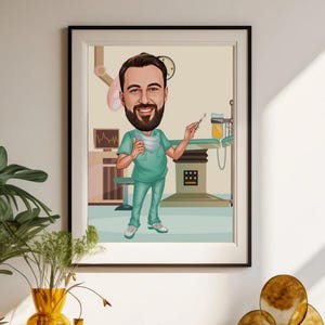 Custom Surgeon Cartoon Portrait, Surgeon Caricature, Gift for Surgeon, Surgeon Cartoon, Unique Surgeon Gift, Caricature from Photo