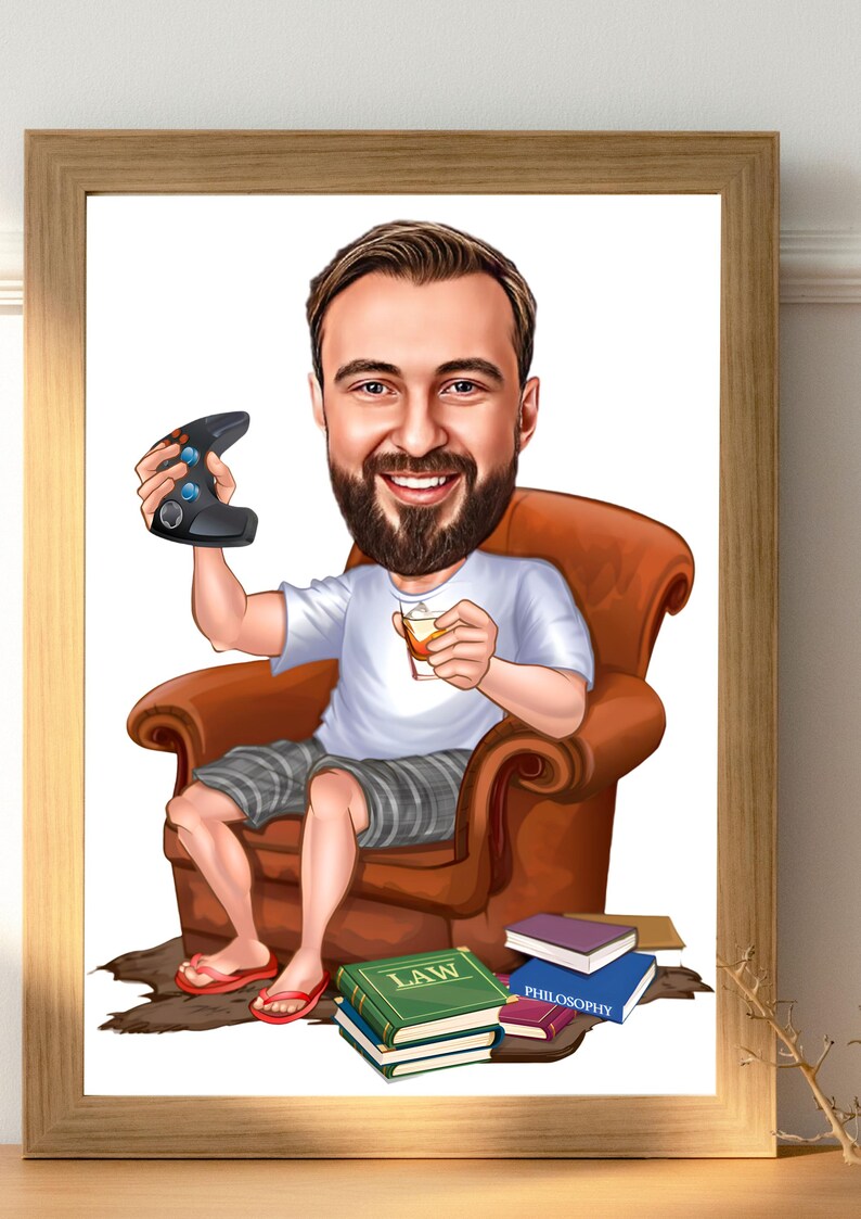 Gamer Gift for Men With Cartoon, Gamer Gift Ideas, Funny TV Gamer Gift