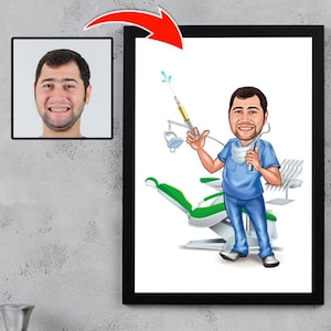Personalized Dentist Cartoon Portrait, Custom Dentist Caricature Drawing from Photo, Funny Dentist Caricature, Gift for Dentist