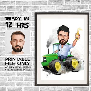 Custom Farmer Cartoon Portrait, Farmer Caricature, Farmer Gift, Farmer Cartoon, Farmer Caricature from Photo, Funny Farmer Caricature