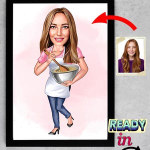 Personalized Female Chef Drawing / Female Chef Cartoon Drawing / Female Chef Drawing