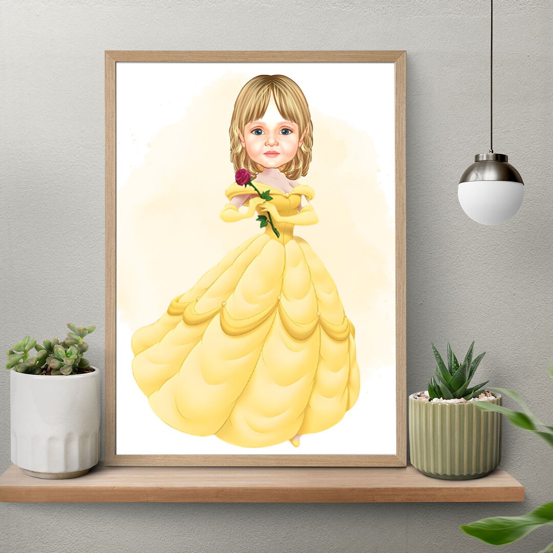 Digital Princess Portrait, Princess Gift, Personalized Princess