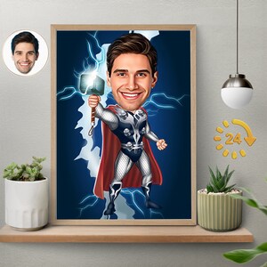 Custom Superhero Cartoon Portrait, Superhero Portrait, Gift for Dad, Custom Cartoon, Superhero Caricature, Caricature from Photo, Superhero