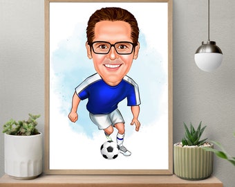 Custom Soccer Player Cartoon Portrait, Soccer Caricature, Soccer Gift, Footballer Cartoon, Soccer Portrait, Custom Caricature from Photo