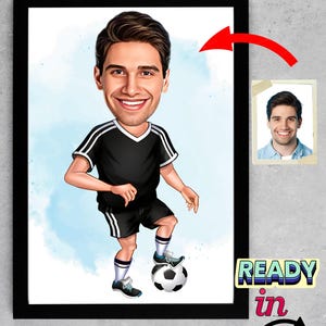 Football Player Gift, Football Player Caricature from Photo, Funny Football Player Cartoon Drawing, Soccer Player Digital Portrait for Men