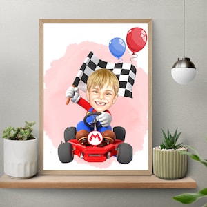 Personalized Mario, Superhero Cartoon Portrait, Custom Mario Superhero Caricature Drawing from Photo, Funny MARIO Caricature, MARIO kids