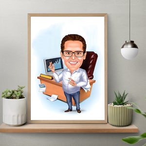Male Boss Gift, Boss Caricature Drawing From Photo, Funny Cartoon Custom Caricature Portrait, Personalized Digital Caricature Art me