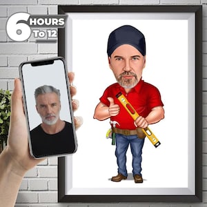 Custom Construction Cartoon Portrait, Construction Caricature, Construction Gift, Construction Cartoon, Construction Caricature from Photo.