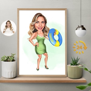 Customize beach couple Cartoon, Funny Couple Portrait, Gift for Couple, Couple Caricature, Anniversary Portrait, Custom Caricature