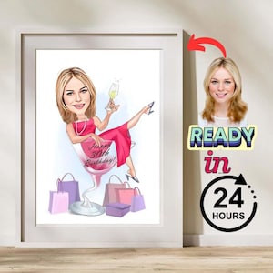 ersonalized Birthday portrait, Birthday gift idea, Digital download art, Custom Birthday drawing, Unique Birthday decor, Fun caricature