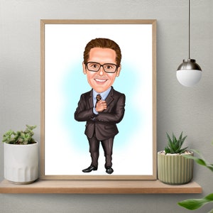 Male Boss Gift, Boss Caricature Drawing From Photo, Funny Cartoon Custom Caricature Portrait, Personalized Digital Caricature Art me
