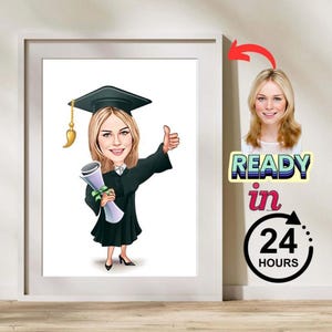 Custom Graduation Cartoon Portrait, Graduation Portrait, Graduation Gift, Graduation Cartoon, Graduation Caricature, Caricature from Photo