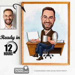Custom Boss Caricature from Photo, Boss Gift for Men, Boss Cartoon, Funny Boss Caricature, Boss Caricature, Gift for Boss, Boss Digital Gift